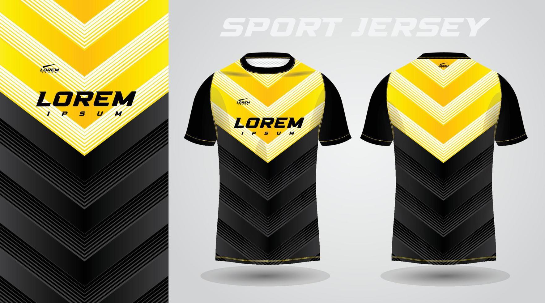 svart och gul skjorta sport jersey design vektor