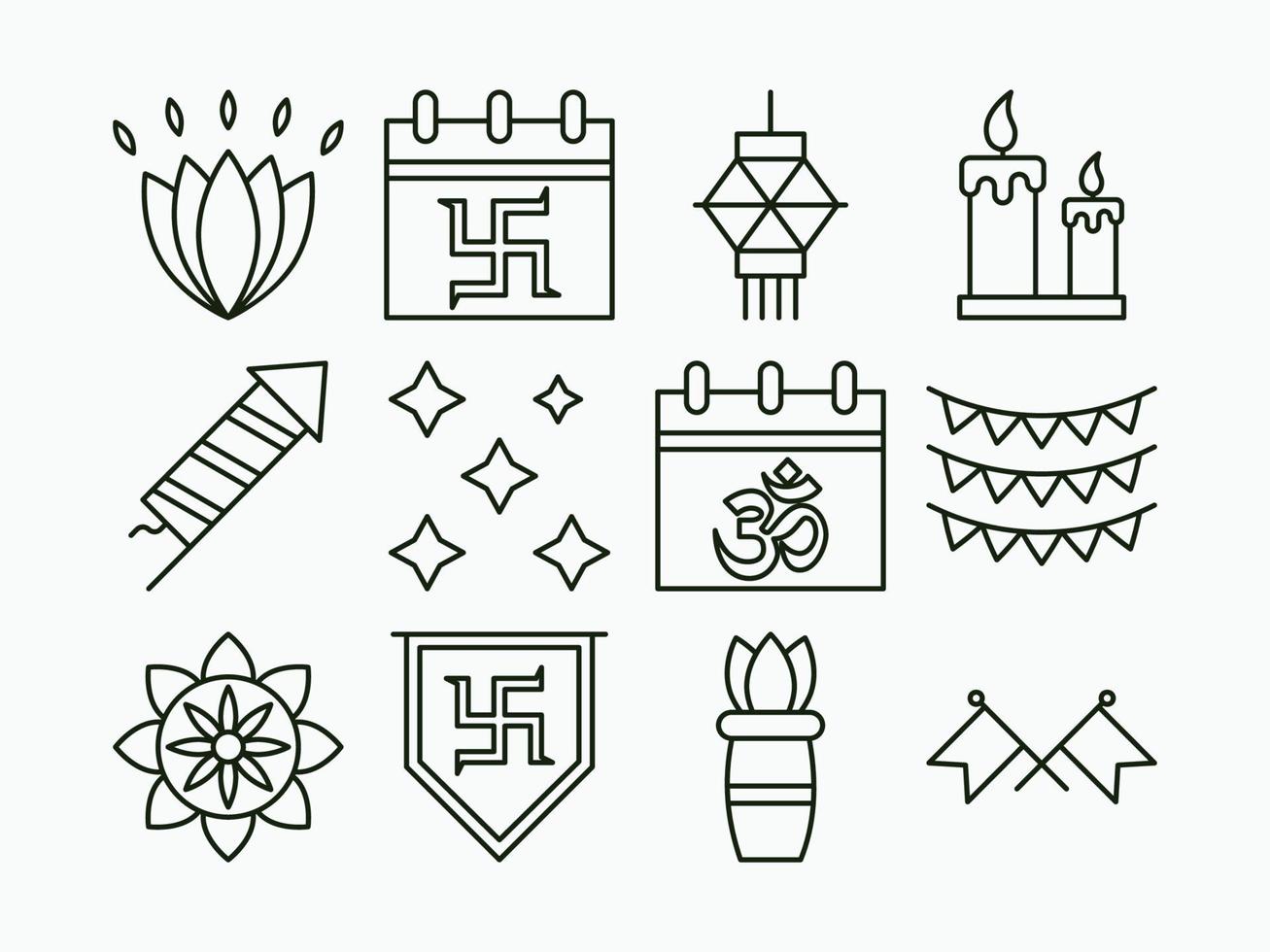 Diwali Icon Set vektor