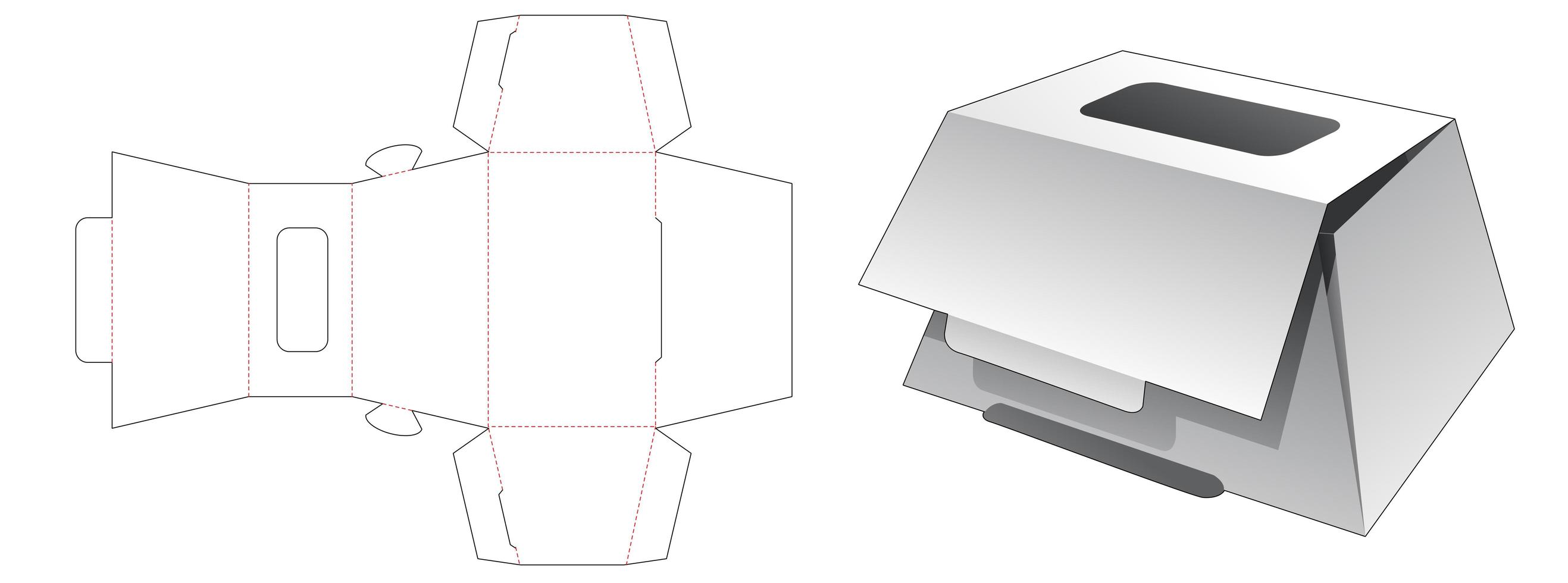 trapezförmige Backschachtel mit oberem Fenster vektor