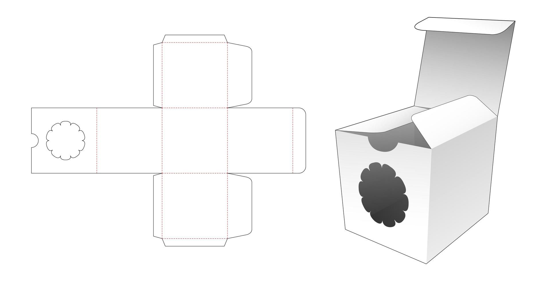quadratische Verpackung mit Blumenfenster vektor