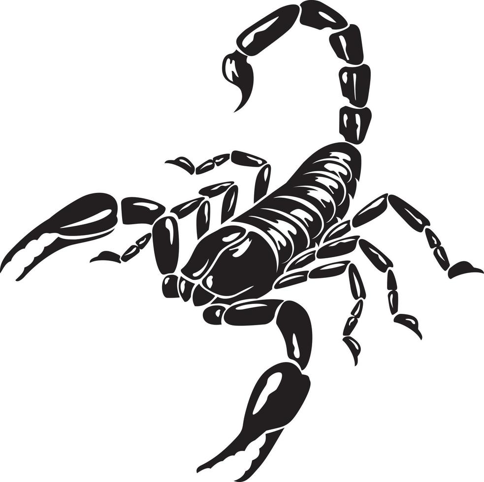 scorpion djur- svart och vit vektor illustration