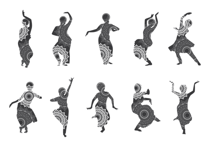 Silhuetter av bollywood dansare vektor