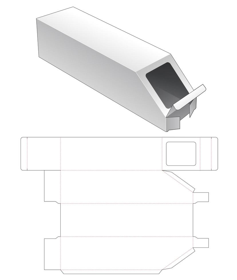 1 abgeschrägte Flaschenverpackungsbox mit Fenster vektor