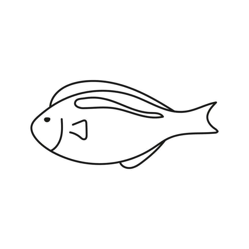 hand dragen vektor illustration av ett akvarium fisk