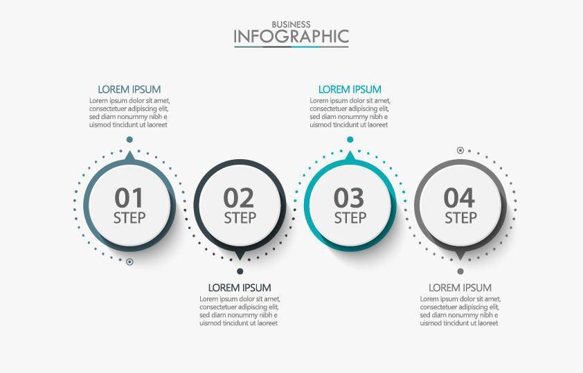 4 Schritt kreisförmige Business-Infografik-Vorlage vektor