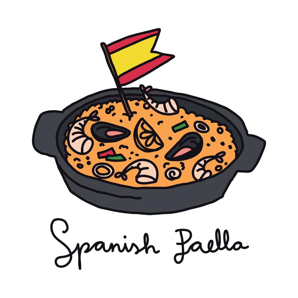 Spanische Paella-Zeichnung vektor