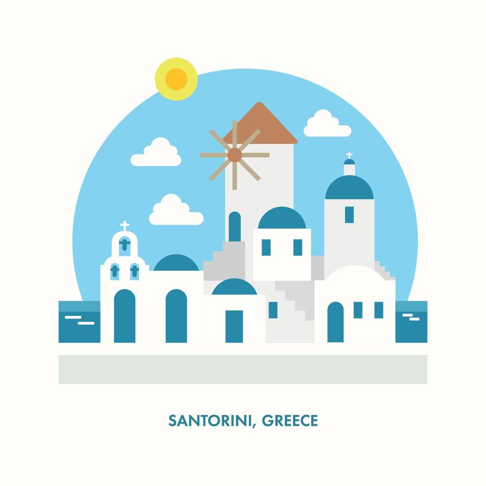 santorini platt illustration vektor