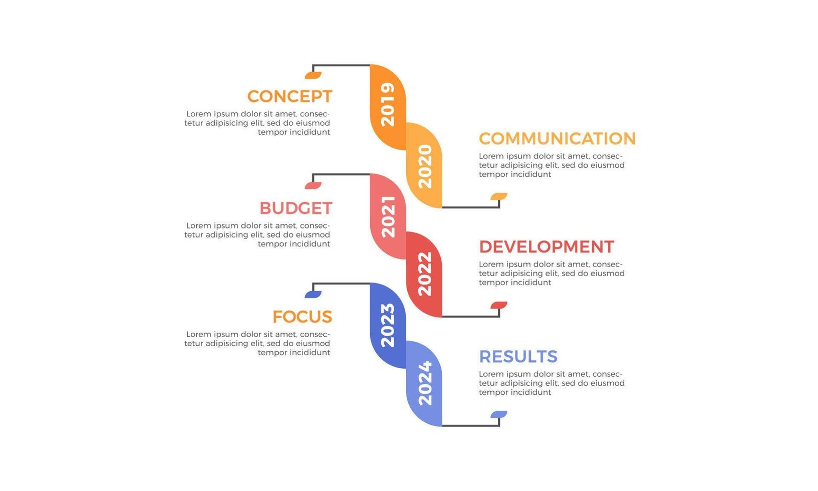 moderne zeitachse sechs schritte infografik design, zeitachse infografik etikettendesign vorlage vektor