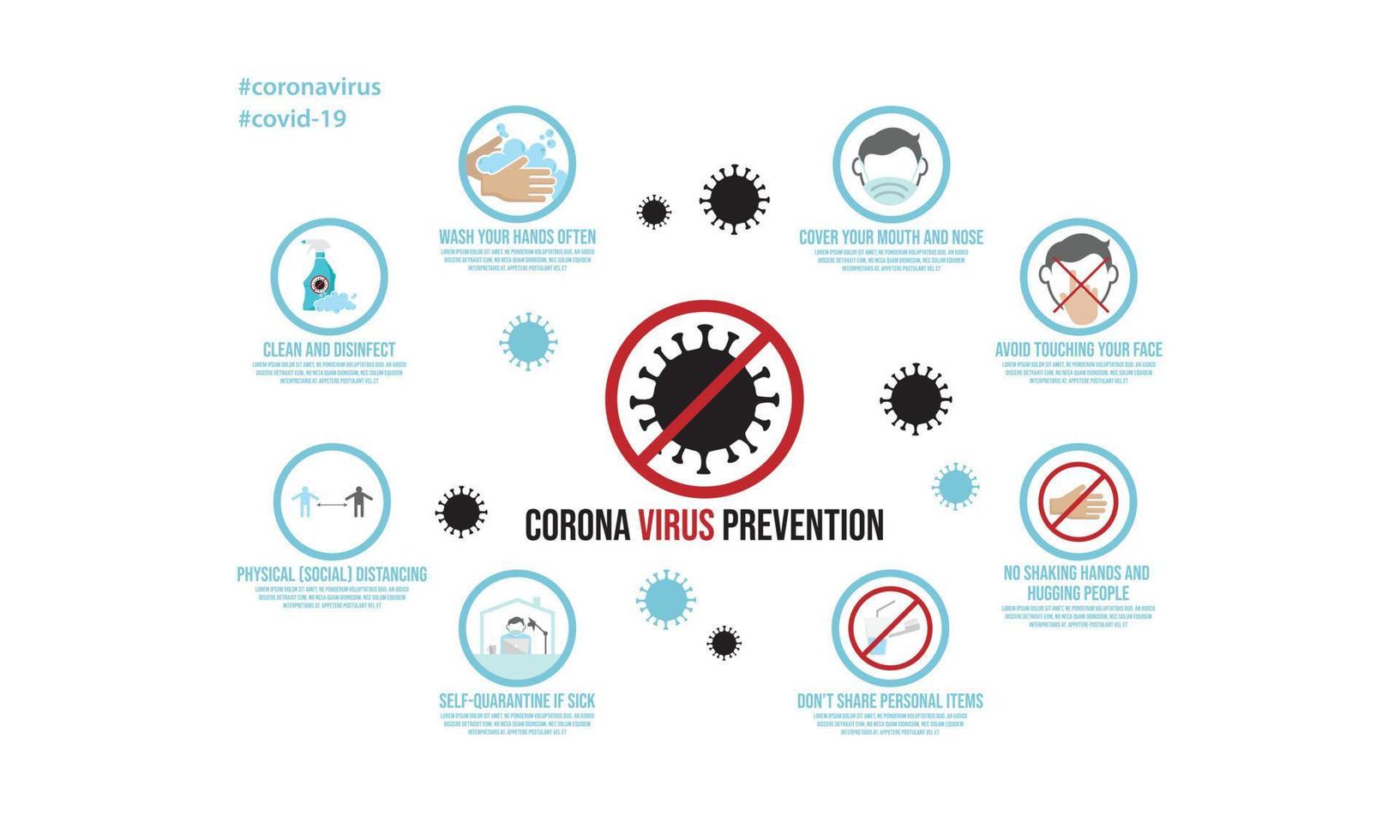 Design von Infografiken zur Vorbeugung von Coronaviren vektor