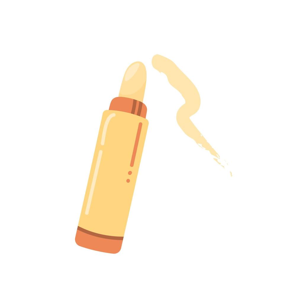 Concealer Open Stick mit Farbfeld. handgezeichnetes Make-up-Produkt im Cartoon-Stil. Vektor-Illustration isoliert auf weißem Hintergrund. vektor