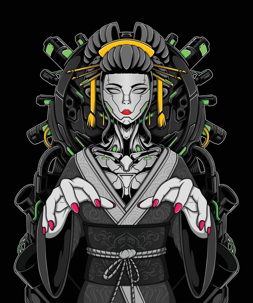 geisha flicka robot vektor illustration