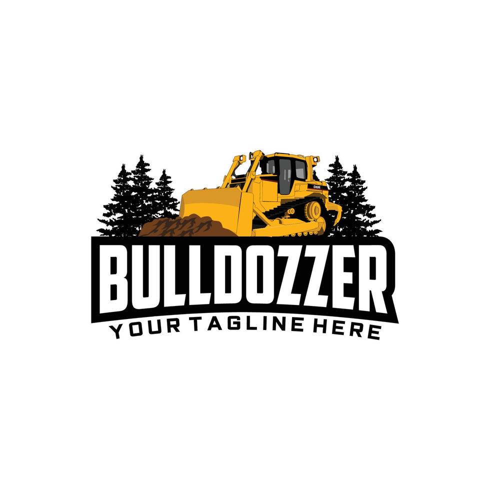 Bulldozzer-Logo-Vektor für Bauunternehmen. Fahrzeugausrüstungsvorlagen-Vektorillustration für Ihre Marke. vektor