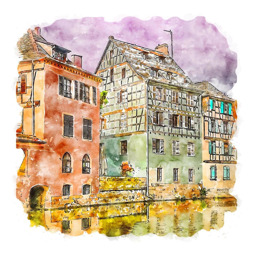 architektur deutschland aquarell skizze handgezeichnete illustration vektor