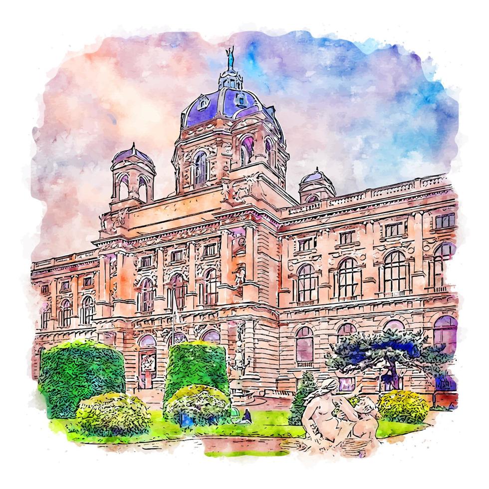 wien österreich aquarell skizze handgezeichnete illustration vektor