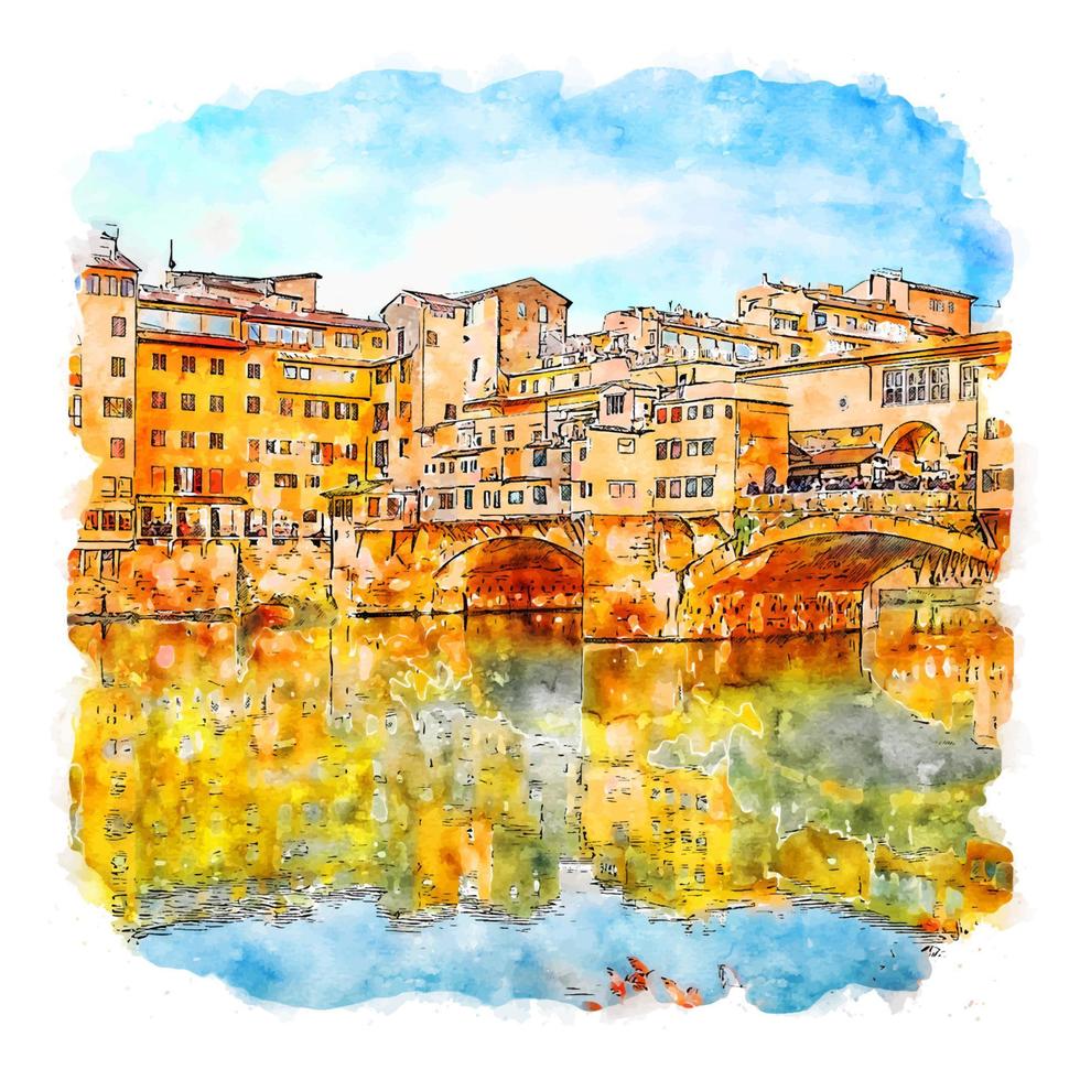Florens Italien akvarell skiss handritad illustration vektor