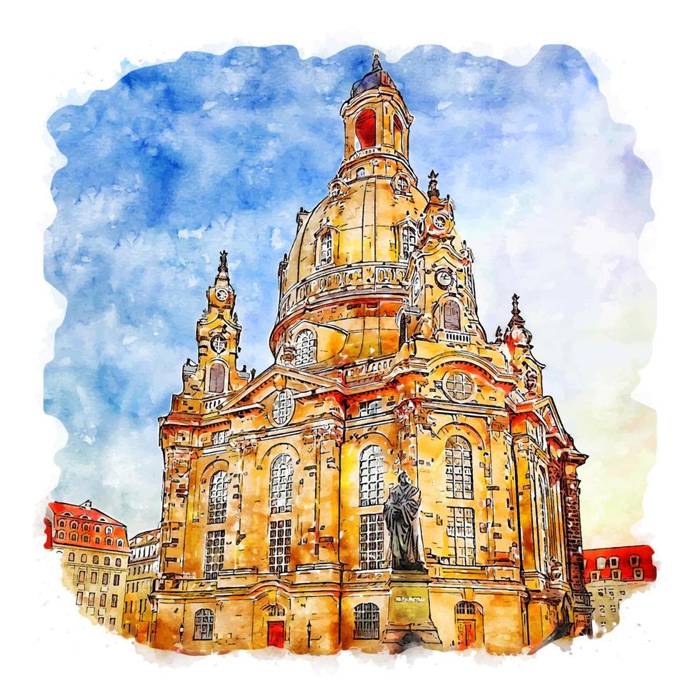 dresden deutschland aquarell skizze handgezeichnete illustration vektor