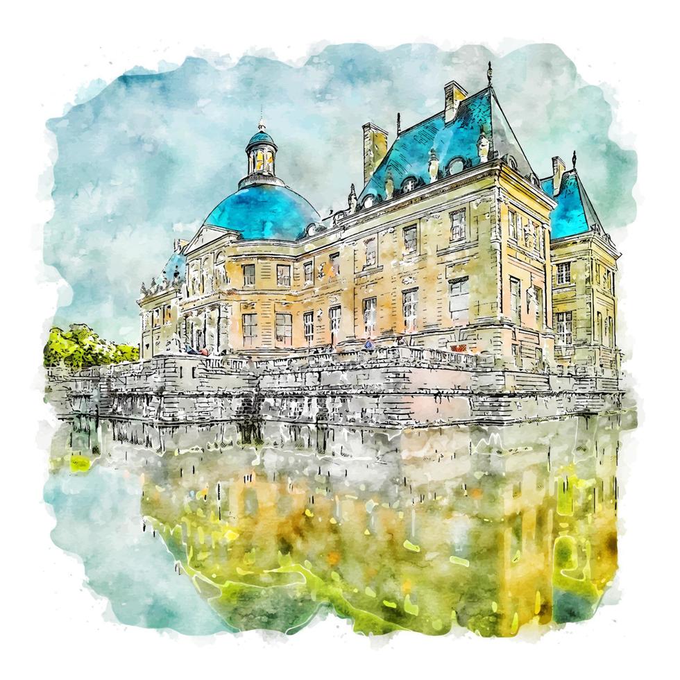 architektur frankreich aquarell skizze handgezeichnete illustration vektor