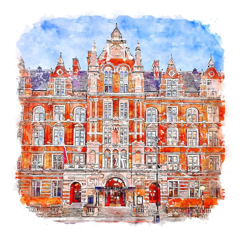 london großbritannien aquarell skizze handgezeichnete illustration vektor