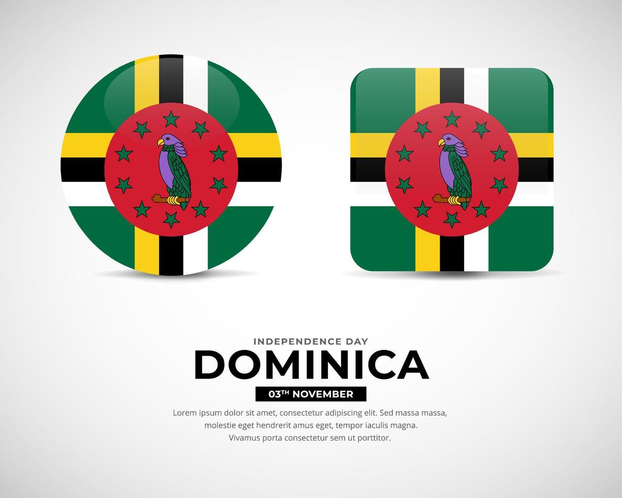 realistischer dominica-flaggen-ikonenvektor. satz von dominica flag emblem vektor