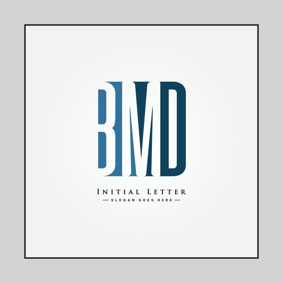 minimal företag logotyp för alfabet bmd - första brev b, m och d vektor