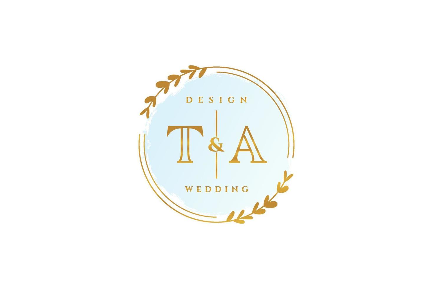 anfängliches ta-schönheitsmonogramm und elegantes logo-design handschriftlogo der ersten unterschrift, hochzeit, mode, blumen und botanik mit kreativer vorlage. vektor