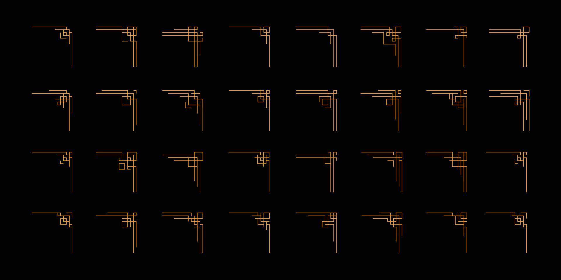 hörn ram konst deco översikt stroke i gyllene Färg för flott och lyx stil. premie årgång linje konst design element vektor