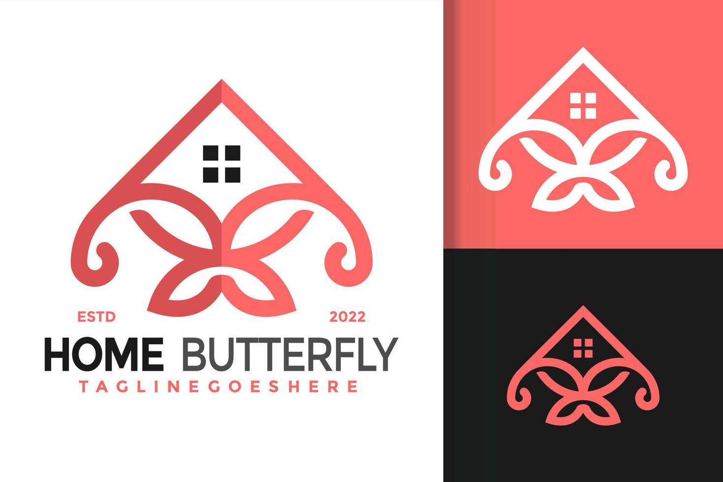 Home-Schmetterling-Logo-Design, Markenidentitäts-Logos-Vektor, modernes Logo, Logo-Designs-Vektor-Illustrationsvorlage vektor