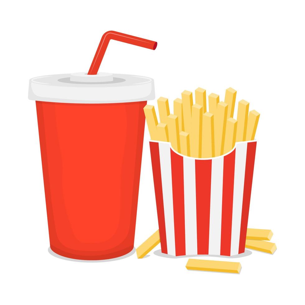 pommes frites und soda-fast-food-illustration vektor