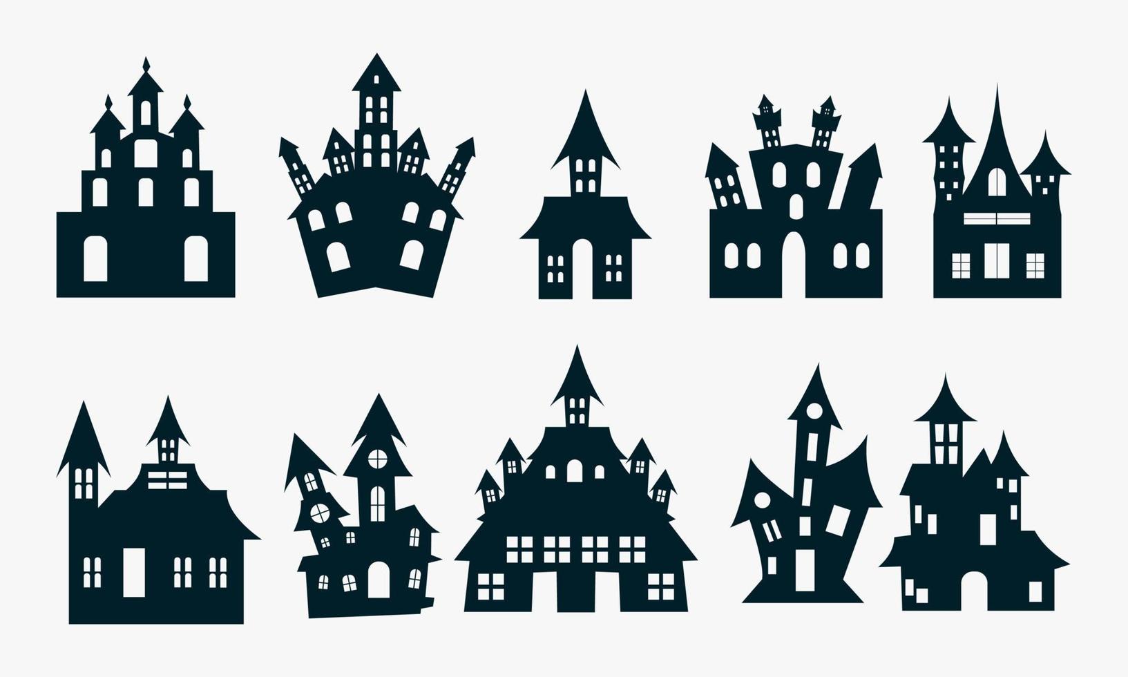 halloween hus illustration uppsättning vektor