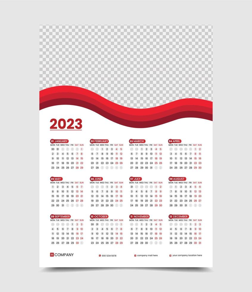 2023 1 Seite Wandkalender Design vektor