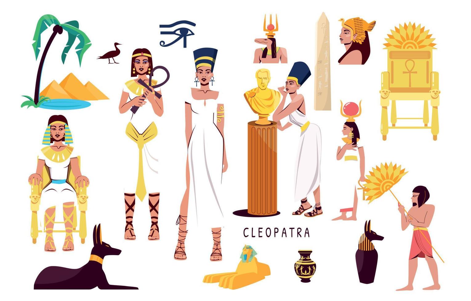 cleopatra platt uppsättning vektor