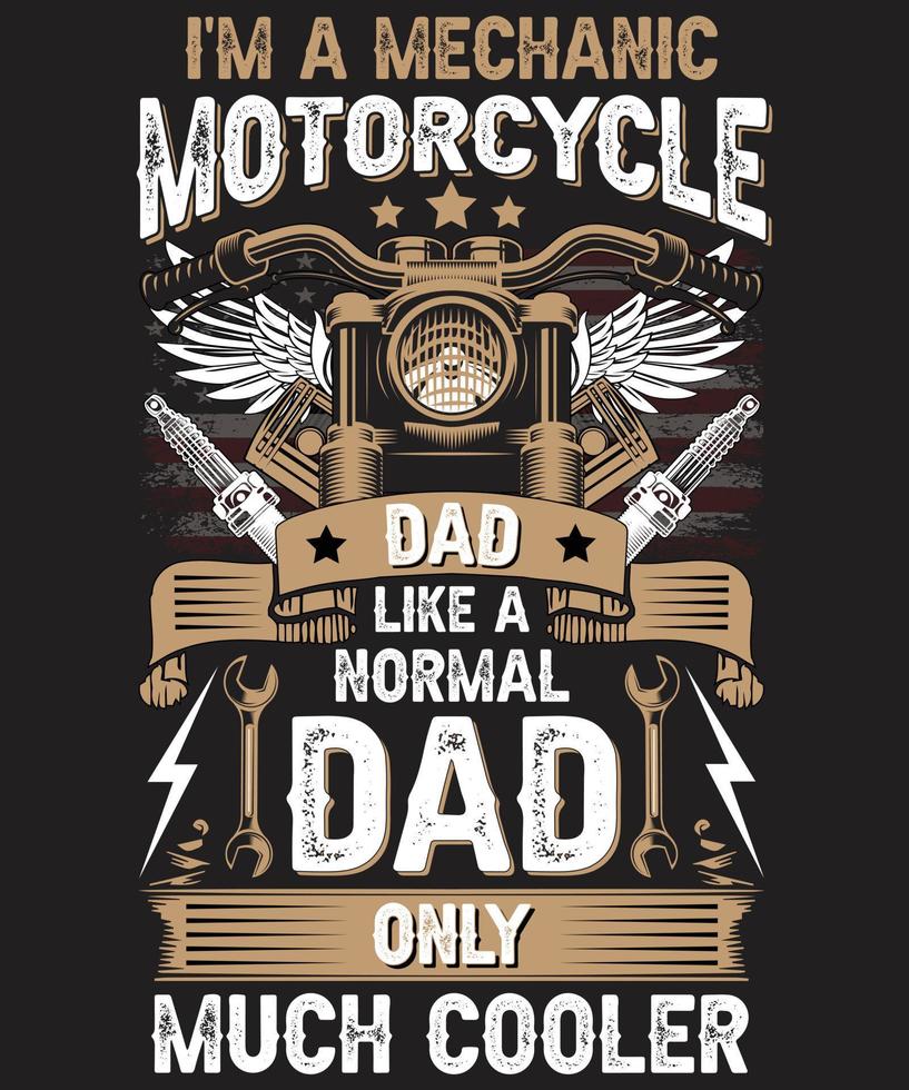 beställnings- årgång mekaniker pappa motorcykel t-shirt design vektor mall
