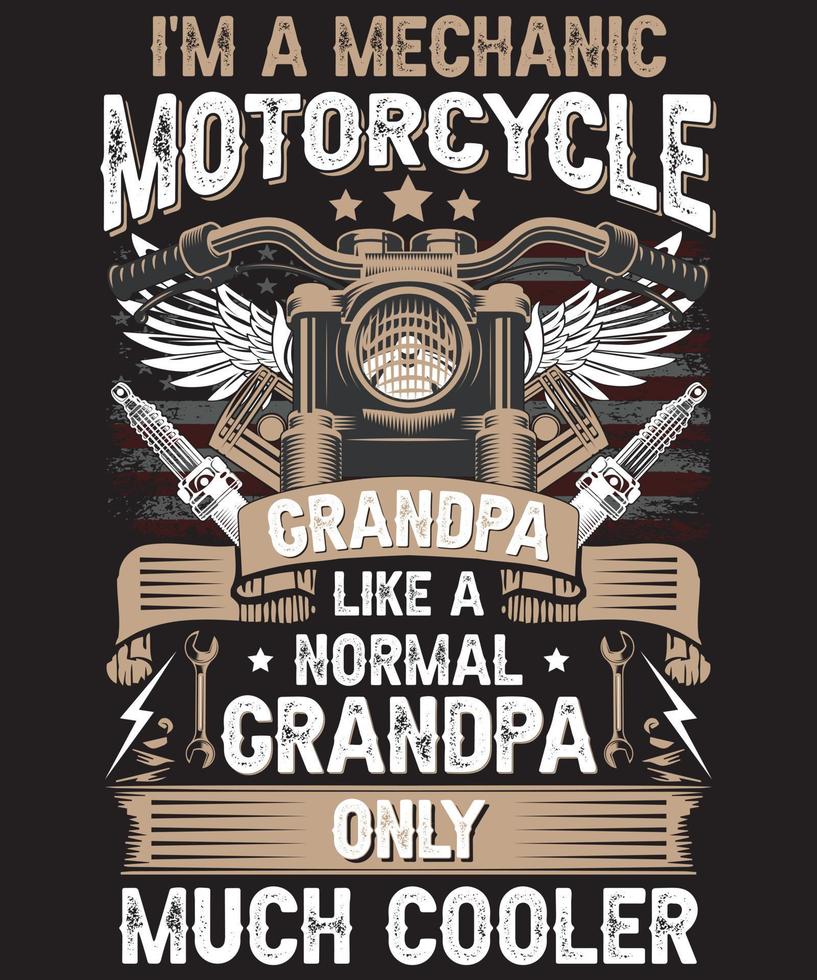 beställnings- årgång mekaniker morfar motorcykel t-shirt design vektor mall