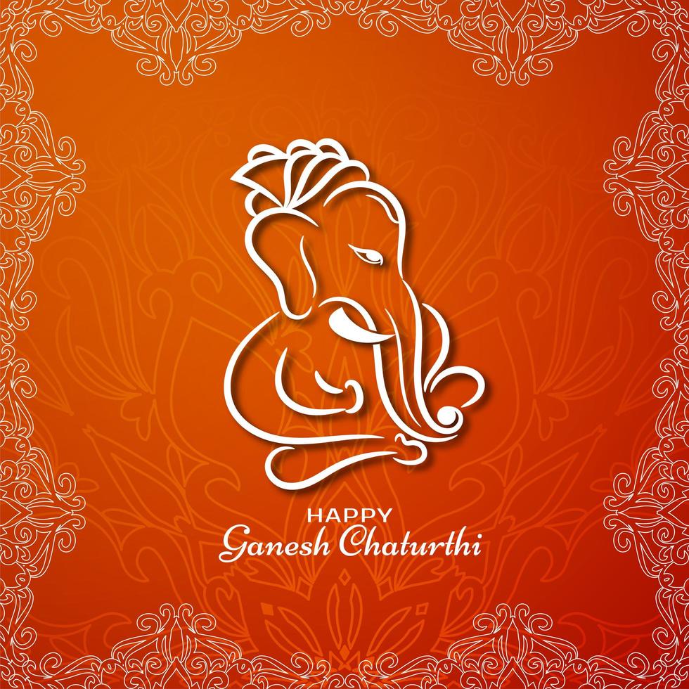 ganesh chaturthi orange och vitt festivalkort vektor