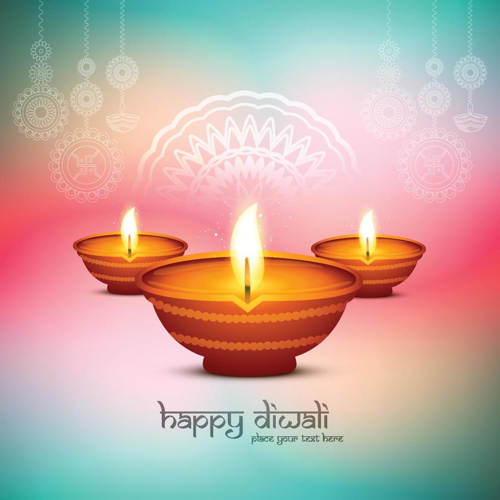 Illustration der brennenden Diya auf glücklichem Diwali-Feierfeiertagskartenhintergrund vektor