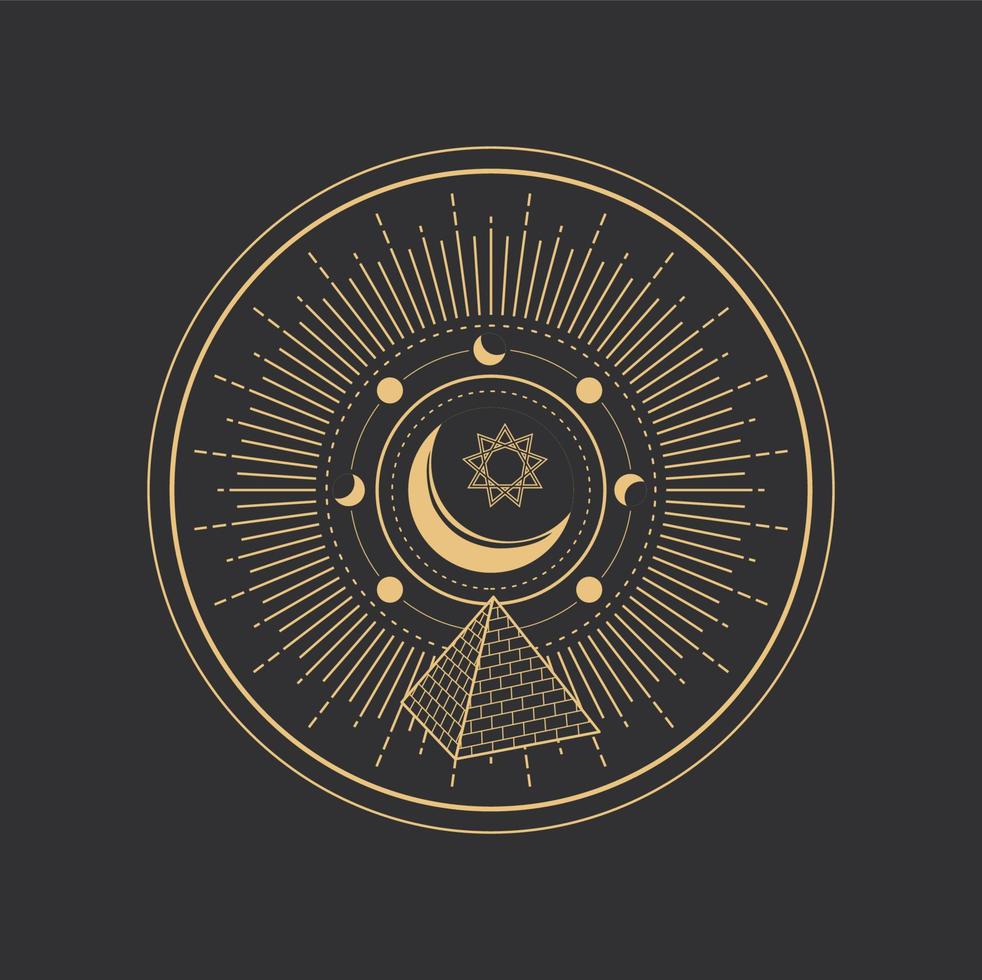 ockult symbol, esoterisk tarot, frimurare pyramid vektor