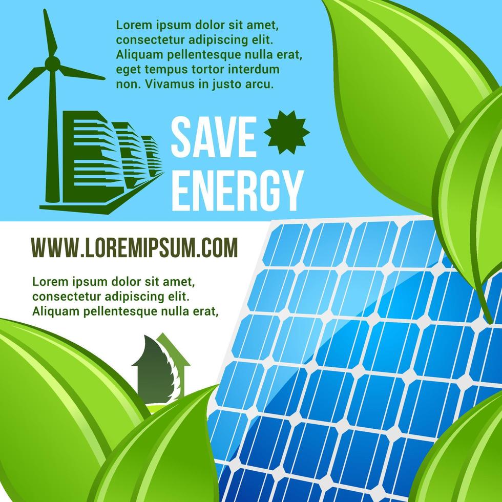 energi sparande och grön eco teknologi affisch vektor