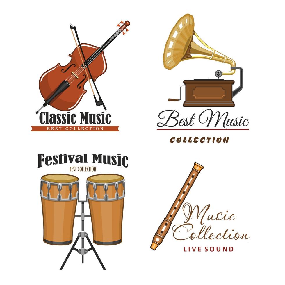 vektor ikoner uppsättning för bäst klassisk musik konsert