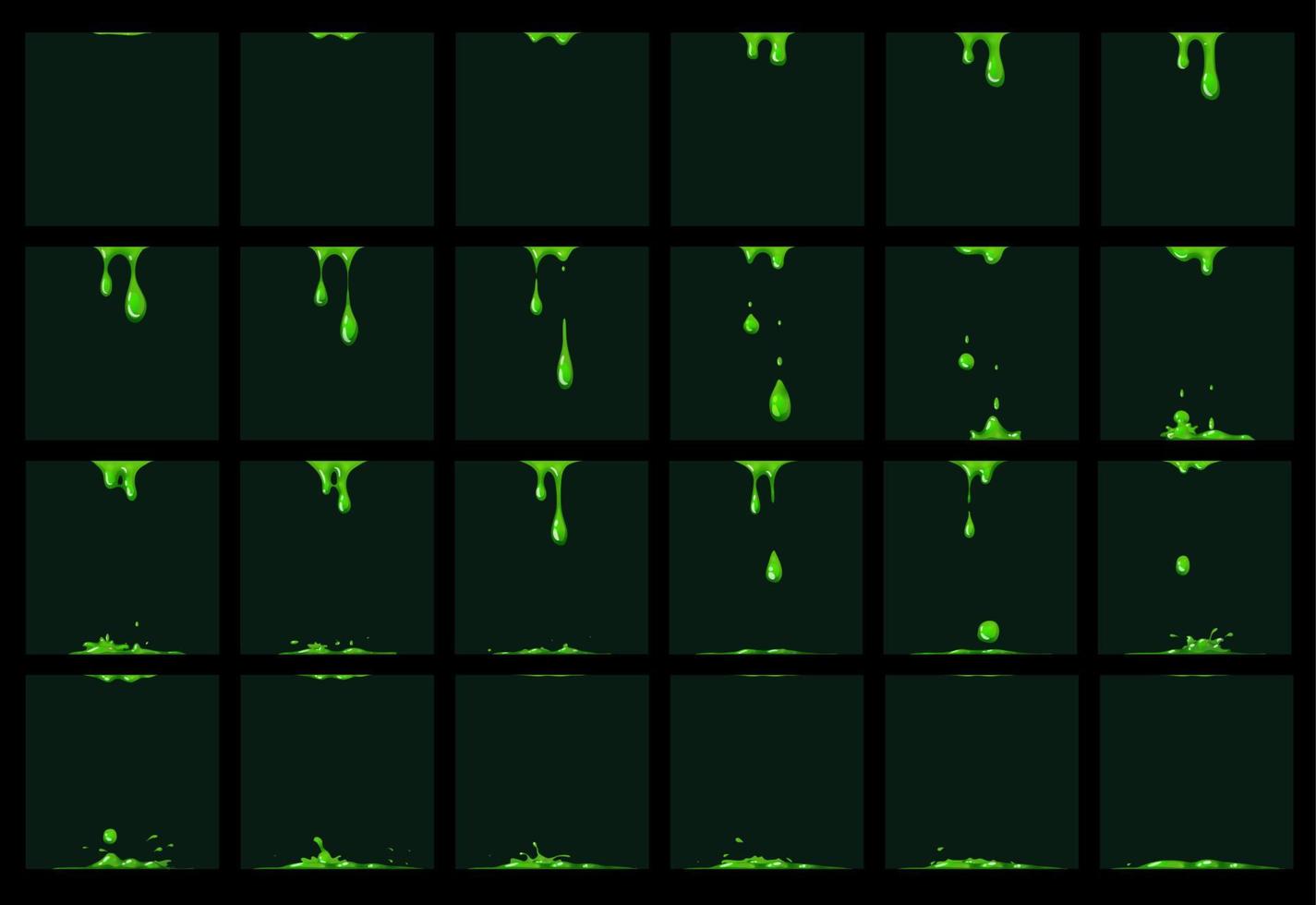 grüne Schleimanimation, animierter Tropf-Sprite-Effekt vektor