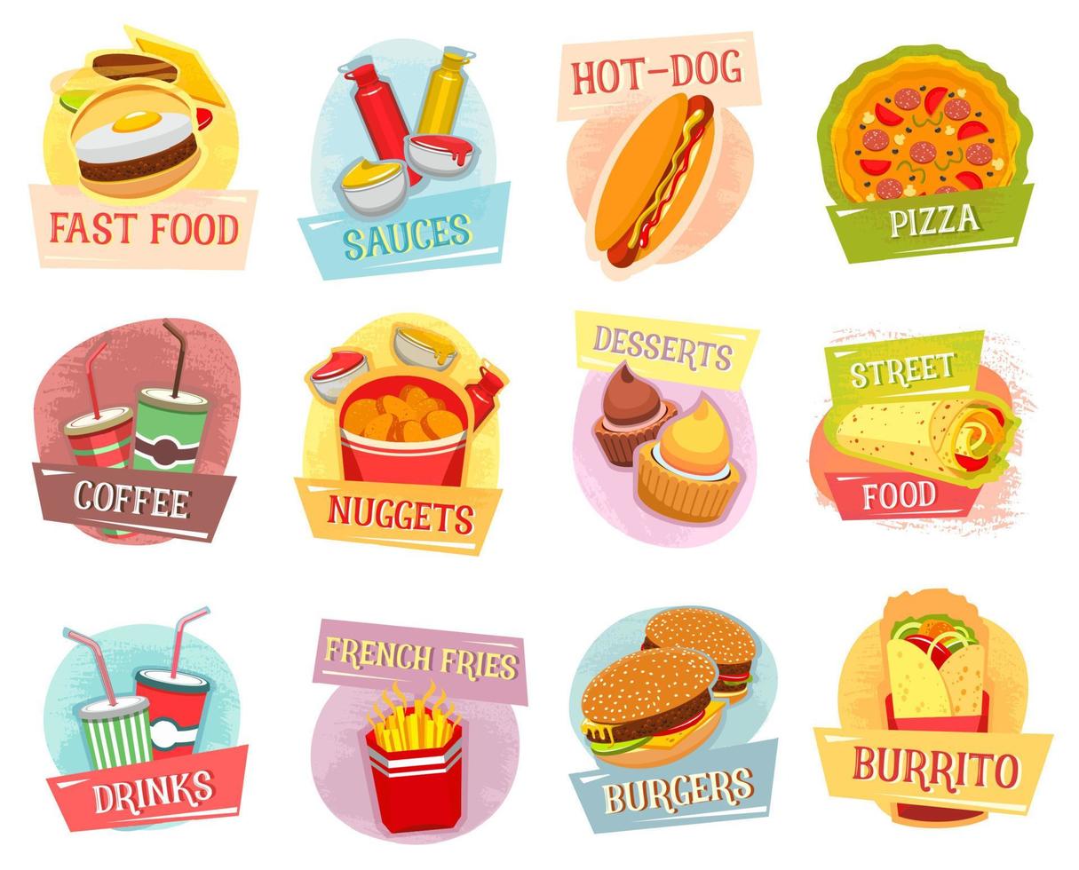 vektor ikoner för snabb mat meny design
