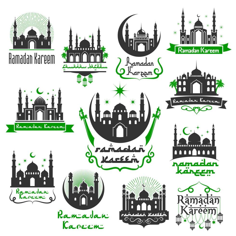 ramadan kareem vektor hälsning ikoner uppsättning