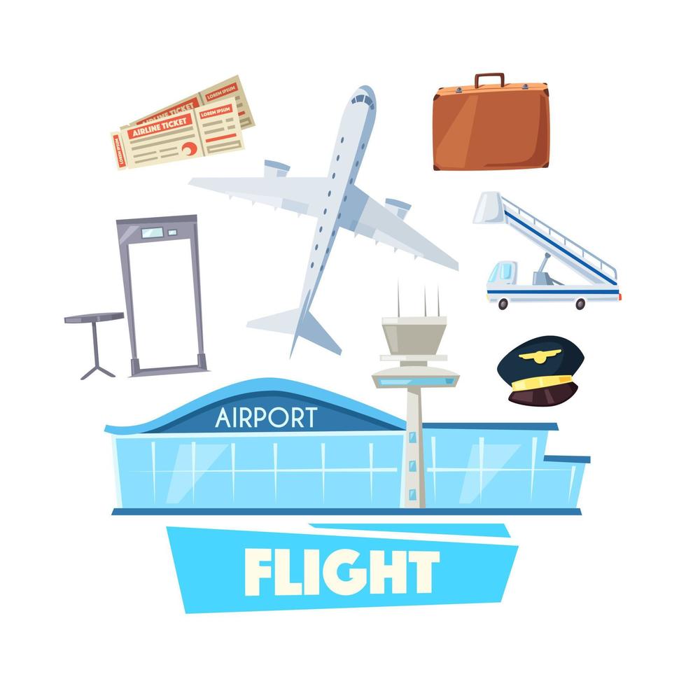 Flughafen- und Flugservice-Symbol für Reisedesign vektor