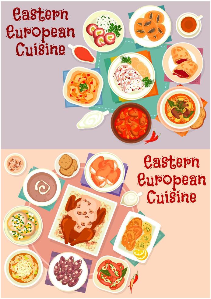 östra europeisk kök ikon uppsättning för mat design vektor