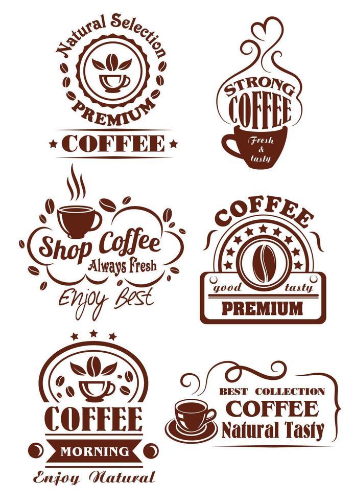 Kaffeetasse braunes Symbol für Café-Etikettendesign vektor