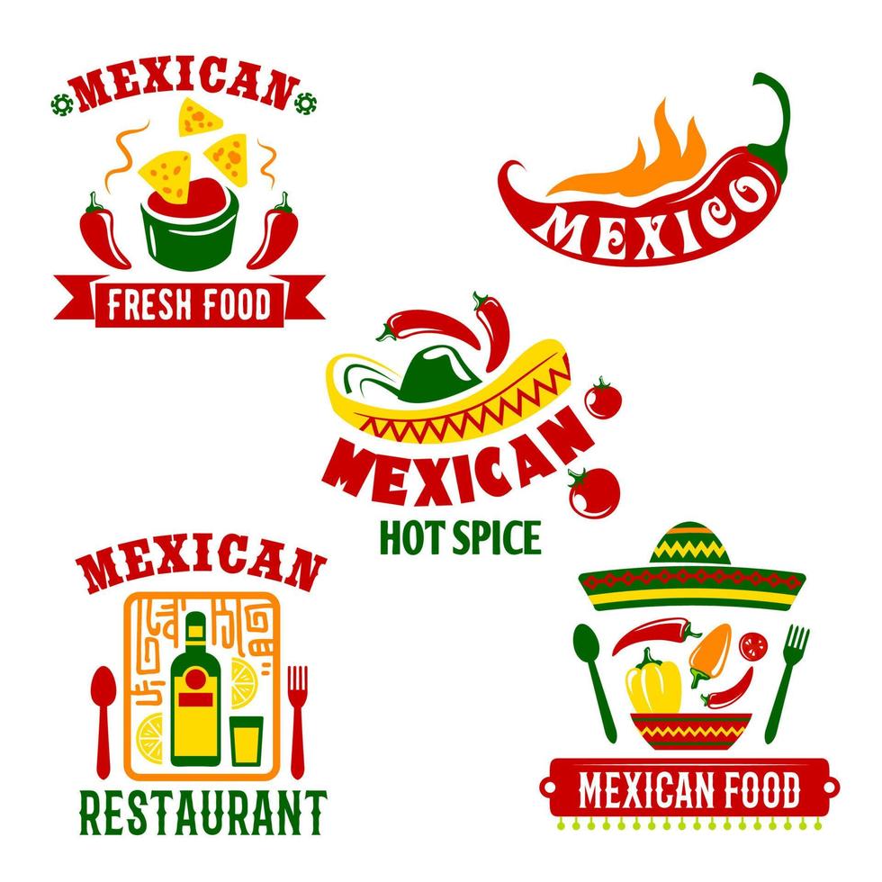 mexikanische küche restaurant vektorsymbole gesetzt vektor