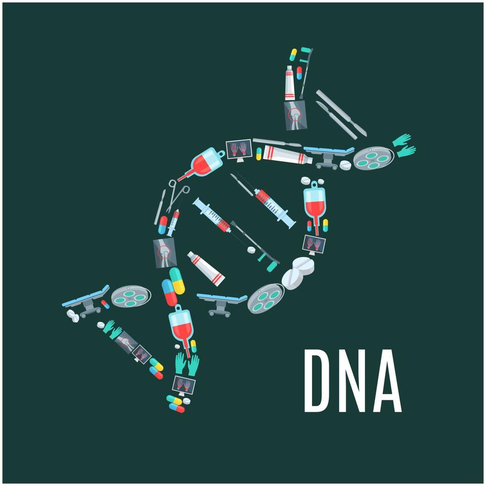 dna-symbol, medizinplakat für medizinische chirurgie vektor