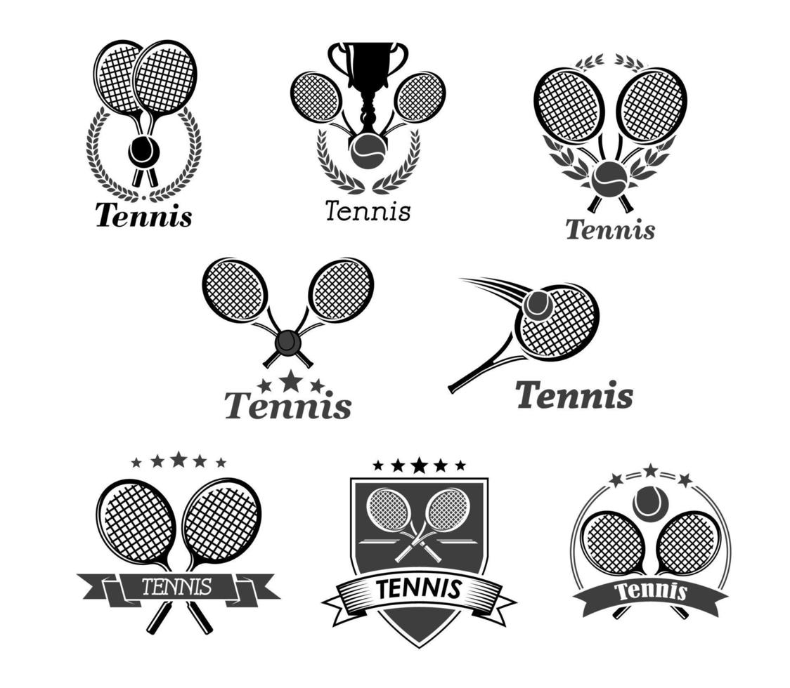 Tennis-Vektorsymbole für Turnierpreisabzeichen vektor