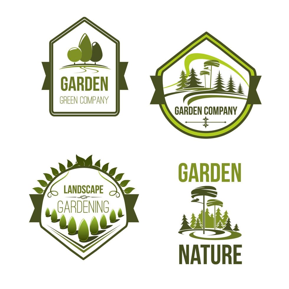 Vektorsymbole für Landschafts- oder Gartenbauunternehmen vektor