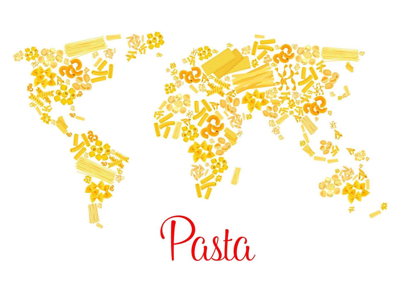pasta eller italiensk makaroner vektor värld Karta