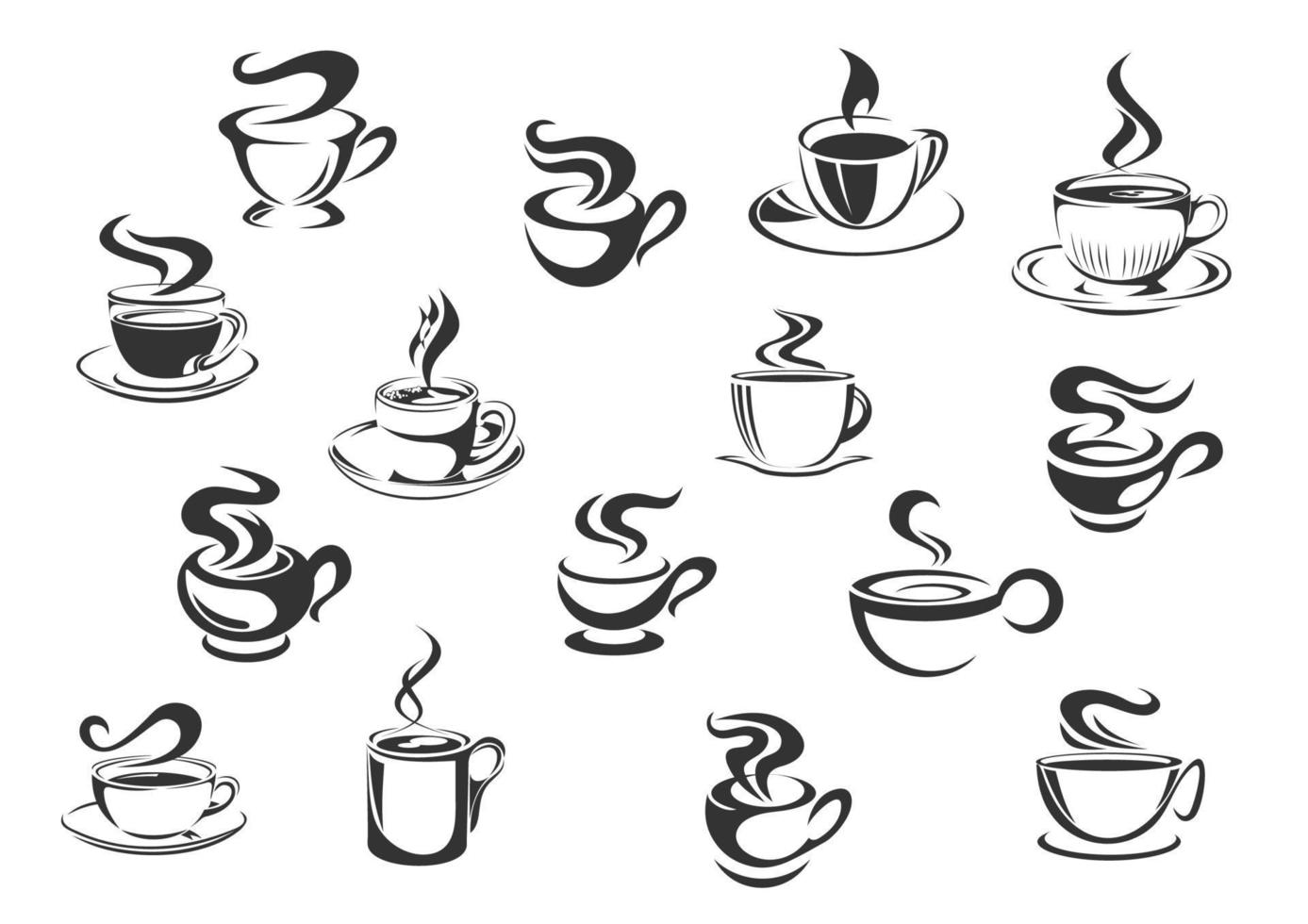 Kaffeetassen-Vektorsymbole gesetzt vektor